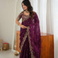 Shimmer Silk Saree with Paisley Cutwork Border