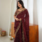 Shimmer Silk Saree with Paisley Cutwork Border