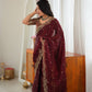 Shimmer Silk Saree with Paisley Cutwork Border