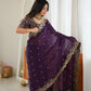 Shimmer Silk Saree with Paisley Cutwork Border