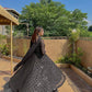 Black Faux Blooming Sequined Anarkali Suit with Dupatta