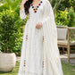 White Chanderi Kurta Set with Hand Work