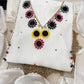 White Chanderi Kurta Set with Hand Work