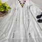 White Chanderi Kurta Set with Hand Work