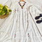 White Chanderi Kurta Set with Hand Work