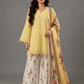 Yellow Cambric Cotton Kurta with Floral Palazzo