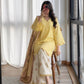 Yellow Cambric Cotton Kurta with Floral Palazzo
