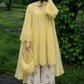 Yellow Cambric Cotton Kurta with Floral Palazzo
