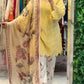 Yellow Cambric Cotton Kurta with Floral Palazzo