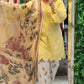 Yellow Cambric Cotton Kurta with Floral Palazzo