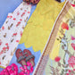Yellow Cambric Cotton Kurta with Floral Palazzo