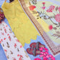Yellow Cambric Cotton Kurta with Floral Palazzo