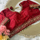 Off White Silk Saree with Red Sequin Border