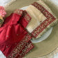 Off White Silk Saree with Red Sequin Border