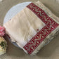 Off White Silk Saree with Red Sequin Border