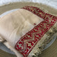 Off White Silk Saree with Red Sequin Border