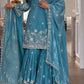 Sky Blue Shimmer Silk Sequin Sharara Set