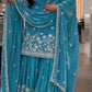 Sky Blue Shimmer Silk Sequin Sharara Set