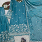 Sky Blue Shimmer Silk Sequin Sharara Set