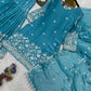 Sky Blue Shimmer Silk Sequin Sharara Set