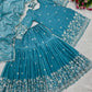 Sky Blue Shimmer Silk Sequin Sharara Set