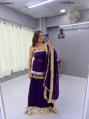 Purple Original Mirror Work Lehenga Choli Set
