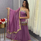 Purple Original Mirror Work Lehenga Choli Set