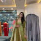 Olive Ombre Georgette Anarkali with Dupatta