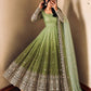 Olive Ombre Georgette Anarkali with Dupatta