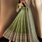 Olive Ombre Georgette Anarkali with Dupatta