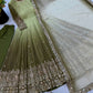 Olive Ombre Georgette Anarkali with Dupatta
