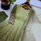 Olive Ombre Georgette Anarkali with Dupatta