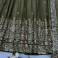 Olive Ombre Georgette Anarkali with Dupatta