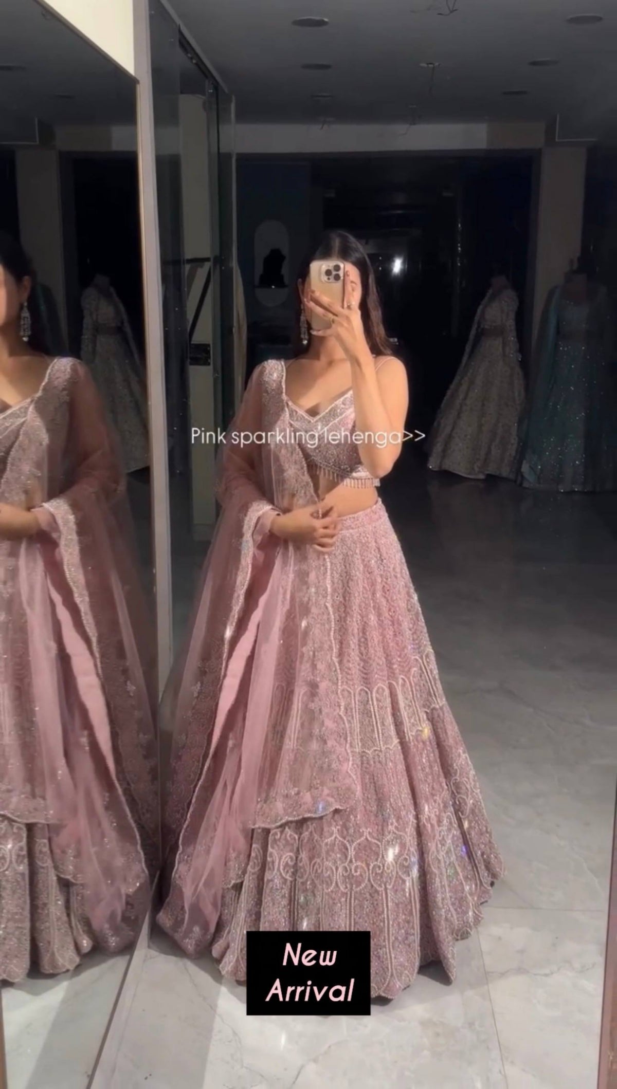 Dusty Pink Sequin Georgette Lehenga Set