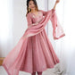 Embroidered Crunchy Silk Anarkali Gown Set with Dupatta