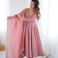 Embroidered Crunchy Silk Anarkali Gown Set with Dupatta