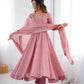 Embroidered Crunchy Silk Anarkali Gown Set with Dupatta