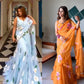 Orange Ruffle Lehenga Saree with Dupatta