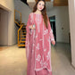Dusty Rose Chanderi Kurta with White Embroidery