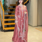 Dusty Rose Chanderi Kurta with White Embroidery