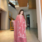 Dusty Rose Chanderi Kurta with White Embroidery