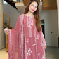 Dusty Rose Chanderi Kurta with White Embroidery