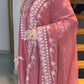 Dusty Rose Chanderi Kurta with White Embroidery