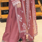 Dusty Rose Chanderi Kurta with White Embroidery
