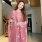Dusty Rose Chanderi Kurta with White Embroidery