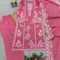 Dusty Rose Chanderi Kurta with White Embroidery
