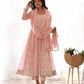 Floral Chiffon Anarkali Set with Triangle Lace Dupatta
