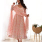 Floral Chiffon Anarkali Set with Triangle Lace Dupatta