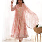Floral Chiffon Anarkali Set with Triangle Lace Dupatta