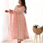Floral Chiffon Anarkali Set with Triangle Lace Dupatta